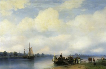 イワン・コンスタンティノヴィチ・アイヴァゾフスキー Painting - ピーター1世のネヴァ川への到着 1853年 ロマンチックなイワン・アイヴァゾフスキー ロシア